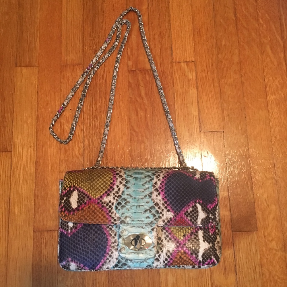 New Python Leather Multicolor Crossbody Purse - image 8